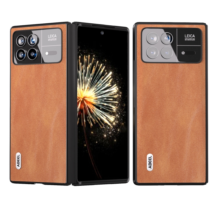 

For Xiaomi Mix Fold 3 ABEEL Cowhide Texture PU Phone Case(Brown)