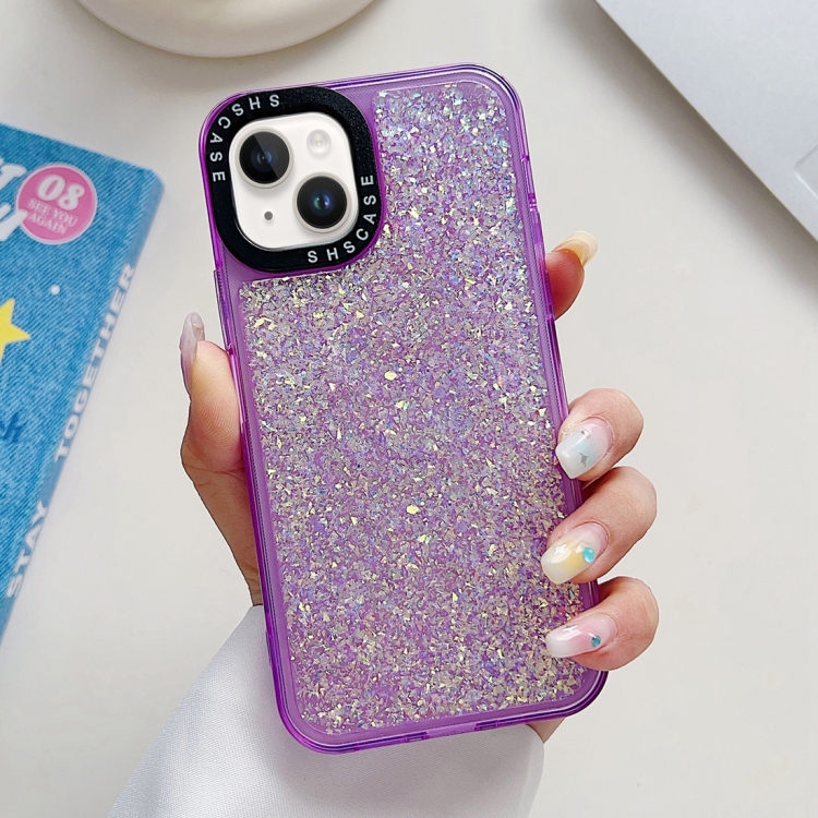 

For iPhone 13 Glitter Epoxy Shockproof Phone Case(Purple)
