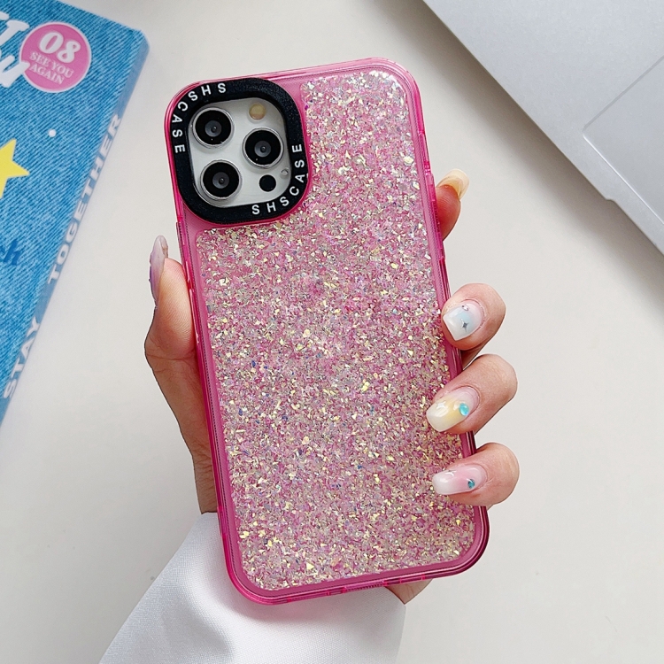 

For iPhone 13 Pro Glitter Epoxy Shockproof Phone Case(Pink)
