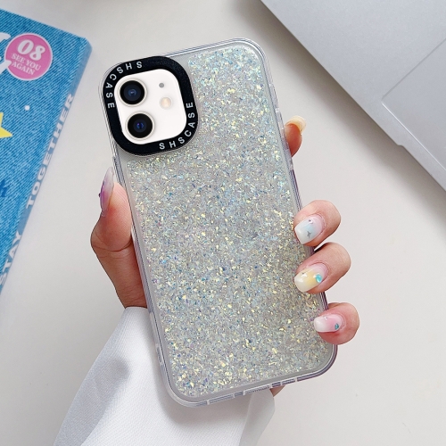 

For iPhone 12 / 12 Pro Glitter Epoxy Shockproof Phone Case(White)