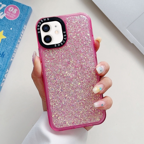 

For iPhone 12 / 12 Pro Glitter Epoxy Shockproof Phone Case(Pink)