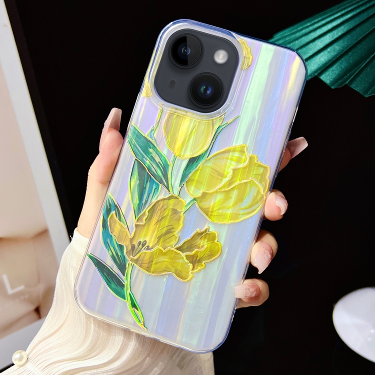 

For iPhone 13 Electroplated Color Film TPU + PC Phone Case(Tulip)
