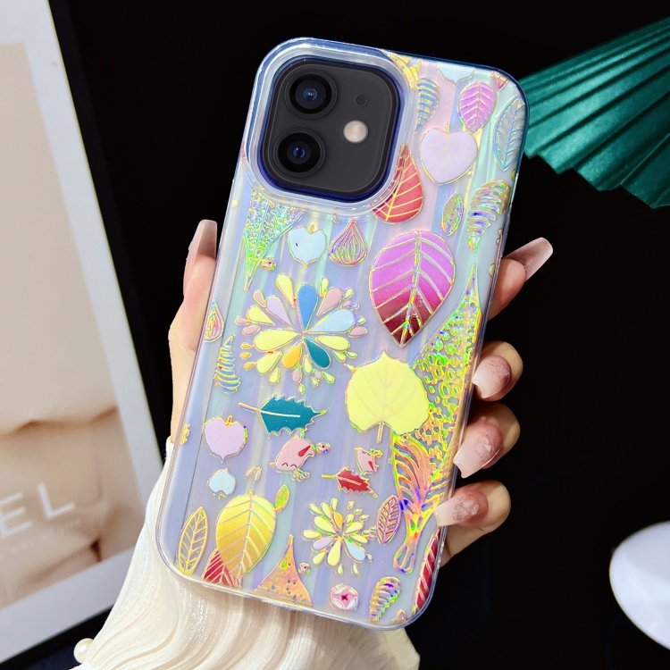 

For iPhone 11 Electroplated Color Film TPU + PC Phone Case(Gold Leaves)