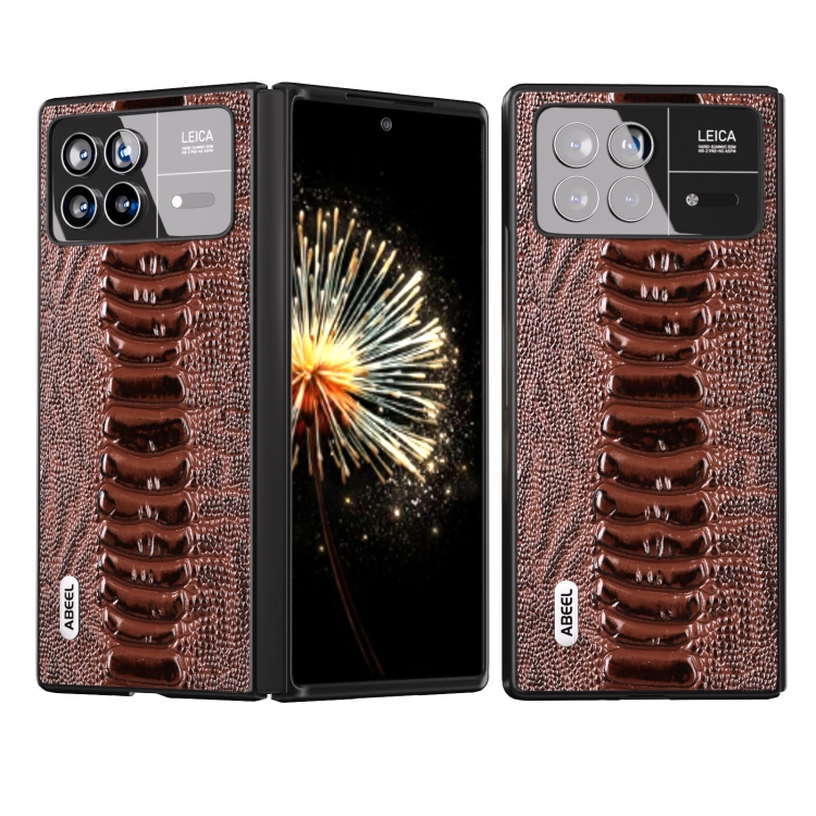 

For Xiaomi Mix Fold 3 ABEEL Genuine Leather Weilai Series Phone Case(Coffee)
