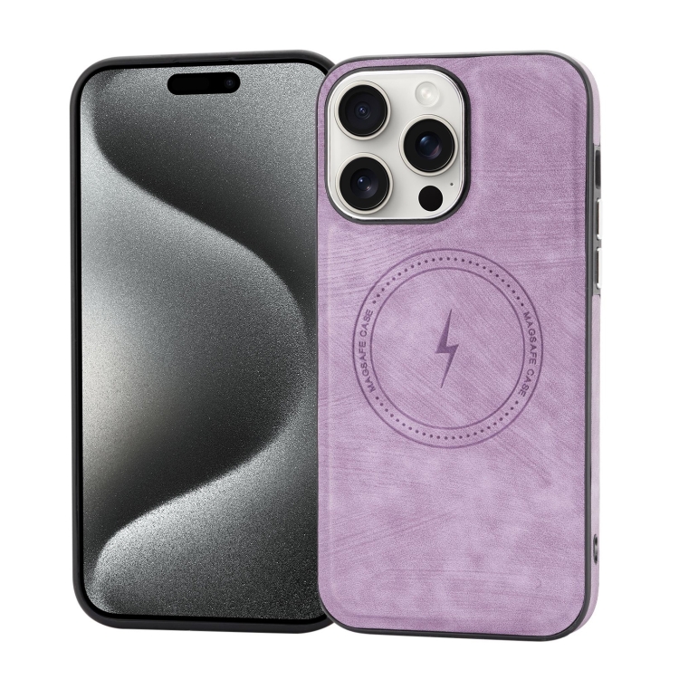 

For iPhone 15 Pro Side PU Hybrid TPU Magsafe Phone Case(Light Purple)