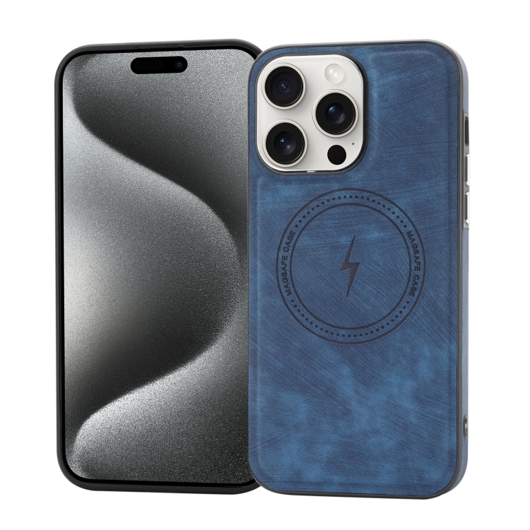 

For iPhone 15 Pro Side PU Hybrid TPU Magsafe Phone Case(Blue)