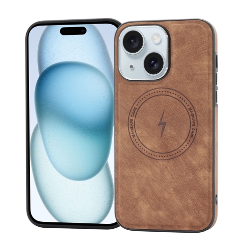 

For iPhone 15 Plus Side PU Hybrid TPU Magsafe Phone Case(Brown)