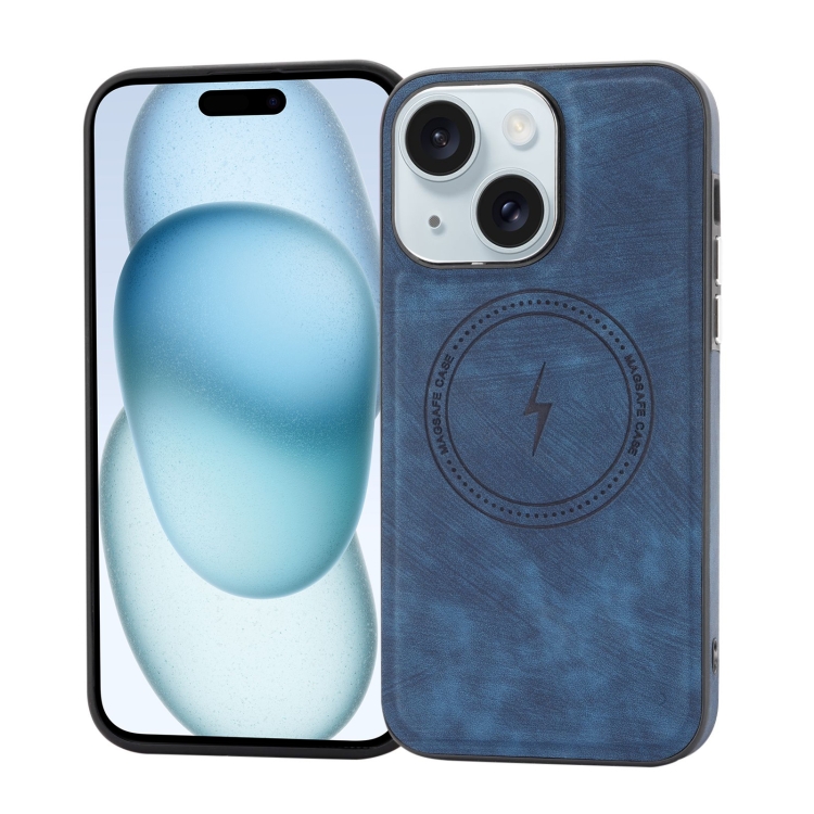 

For iPhone 15 Side PU Hybrid TPU Magsafe Phone Case(Blue)