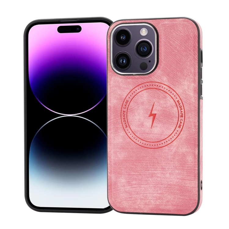 

For iPhone 14 Pro Max Side PU Hybrid TPU Magsafe Phone Case(Pink)