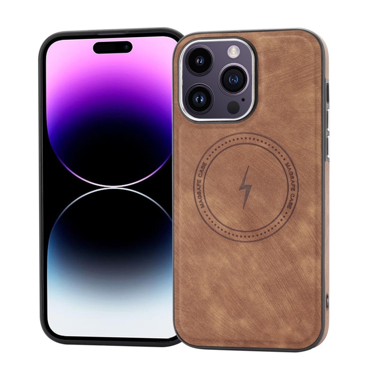 

For iPhone 14 Pro Side PU Hybrid TPU Magsafe Phone Case(Brown)