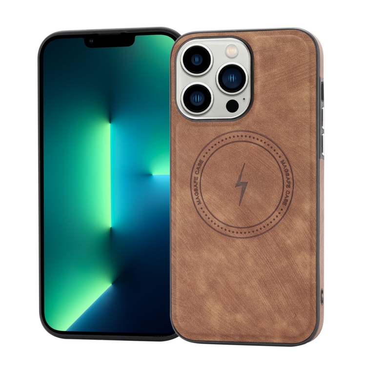 

For iPhone 13 Pro Side PU Hybrid TPU Magsafe Phone Case(Brown)