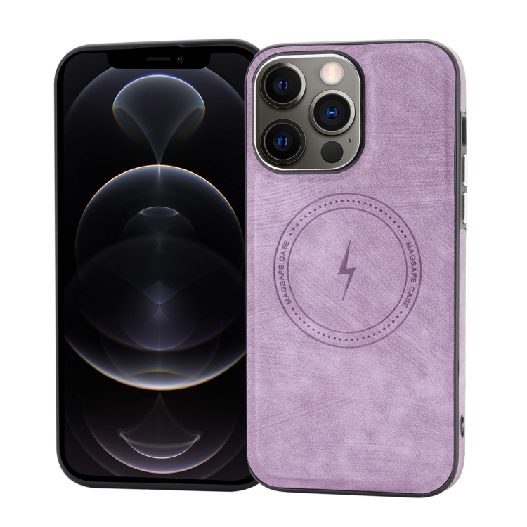 

For iPhone 12 Pro Side PU Hybrid TPU Magsafe Phone Case(Light Purple)