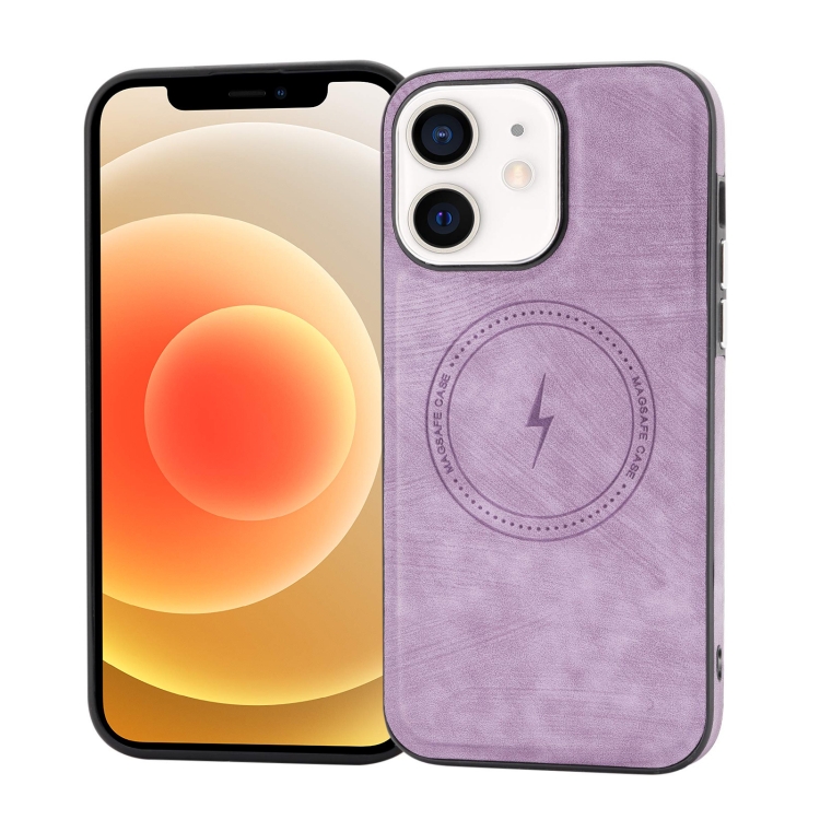

For iPhone 12 Side PU Hybrid TPU Magsafe Phone Case(Light Purple)
