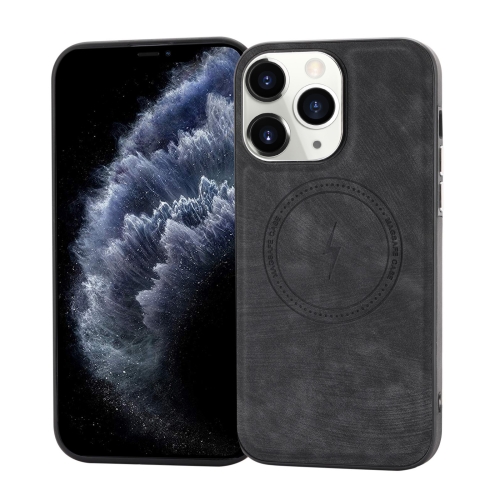 

For iPhone 11 Pro Max Side PU Hybrid TPU Magsafe Phone Case(Black)