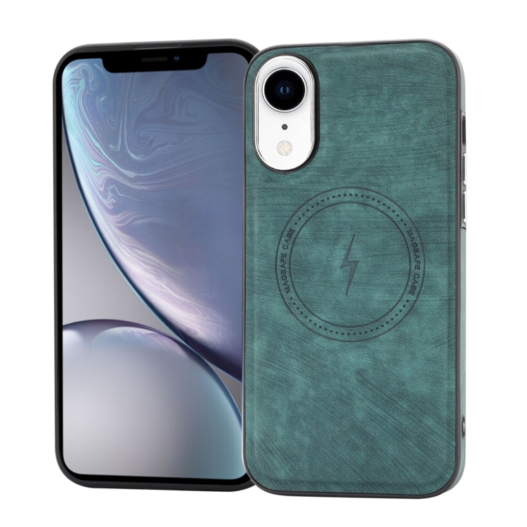 

For iPhone XR Side PU Hybrid TPU Magsafe Phone Case(Green)