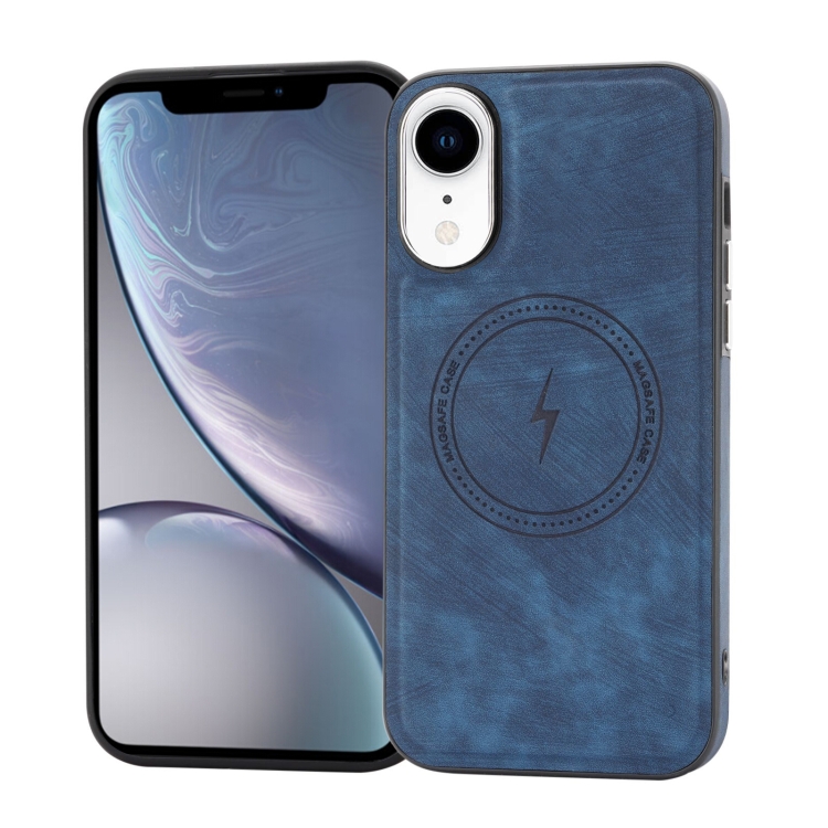

For iPhone XR Side PU Hybrid TPU Magsafe Phone Case(Blue)