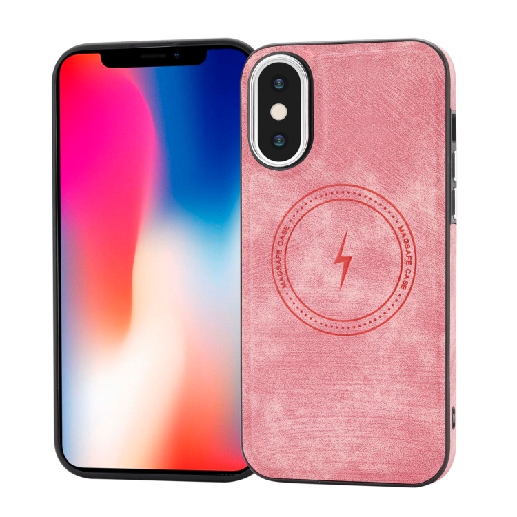

For iPhone XS /X Side PU Hybrid TPU Magsafe Phone Case(Pink)
