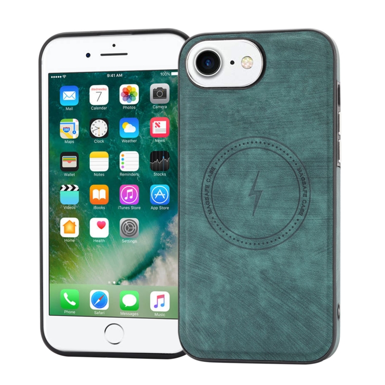 

For iPhone SE 2022 / 2020 / 8 / 7 Side PU Hybrid TPU Magsafe Phone Case(Green)