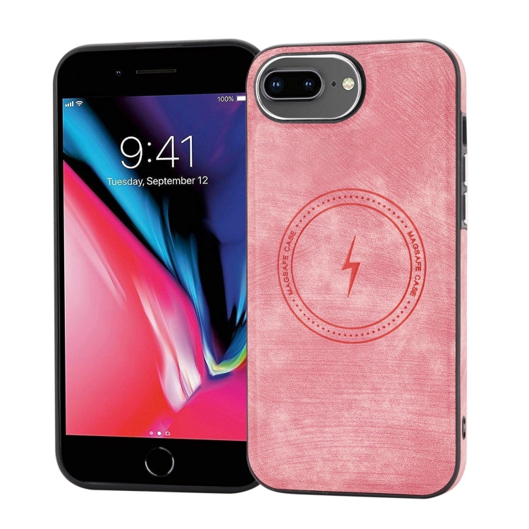 

For iPhone 8 Plus / 7 Plus Side PU Hybrid TPU Magsafe Phone Case(Pink)