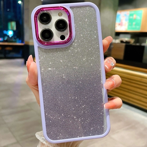

For iPhone 15 Plus Gradient Glitter Electroplating Acrylic Phone Case(Light Purple)