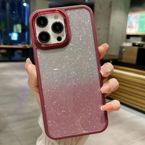 

For iPhone 13 Pro Max Gradient Glitter Electroplating Acrylic Phone Case(Wine Red)