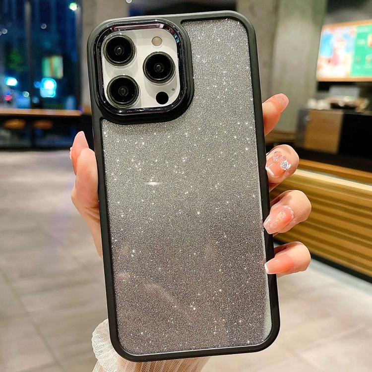 

For iPhone 13 Pro Max Gradient Glitter Electroplating Acrylic Phone Case(Black)