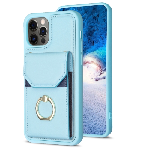 

For iPhone 12 / 12 Pro BF29 Organ Card Bag Ring Holder Phone Case(Blue)