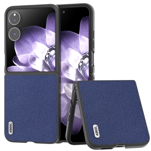 

For Xiaomi Mix Flip ABEEL Black Edge Genuine Leather Mino Phone Case(Royal Blue)