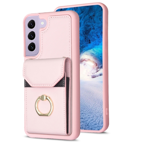 

For Samsung Galaxy S21+ 5G BF29 Organ Card Bag Ring Holder Phone Case(Pink)