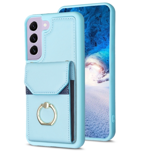 

For Samsung Galaxy S22 5G BF29 Organ Card Bag Ring Holder Phone Case(Blue)