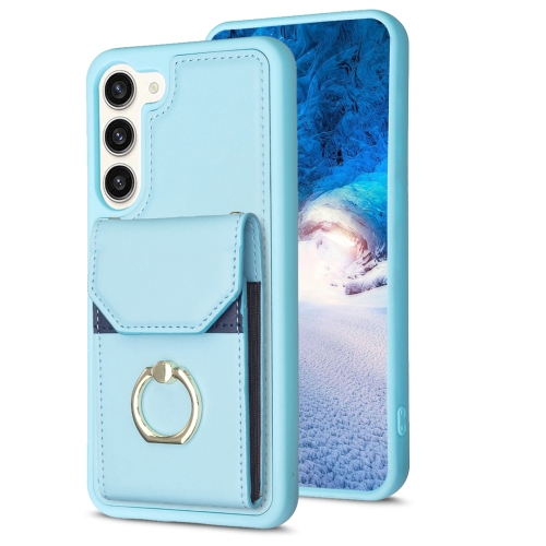 

For Samsung Galaxy S23+ 5G BF29 Organ Card Bag Ring Holder Phone Case(Blue)