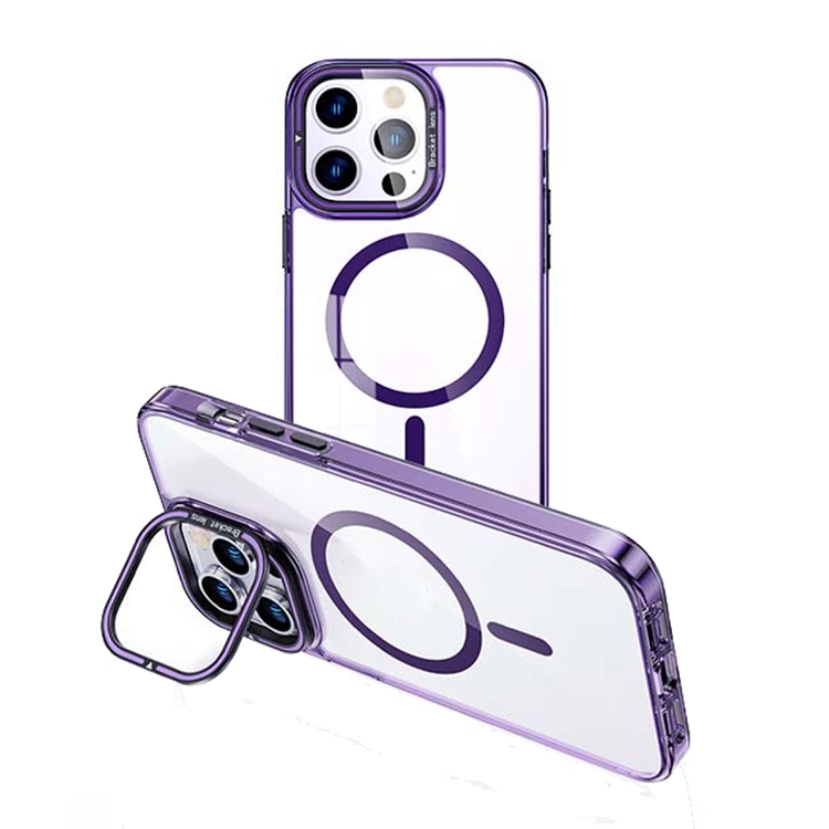 

For iPhone 13 Pro MagSafe Magnetic Invisible Holder Transparent Phone Case(Purple)