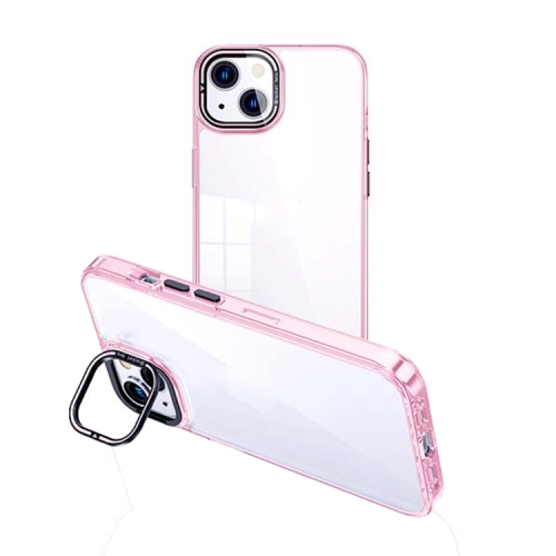 

For iPhone 15 Plus Invisible Camera Holder Transparent Phone Case(Pink)