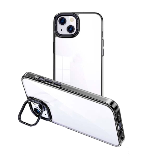 

For iPhone 15 Invisible Camera Holder Transparent Phone Case(Black)