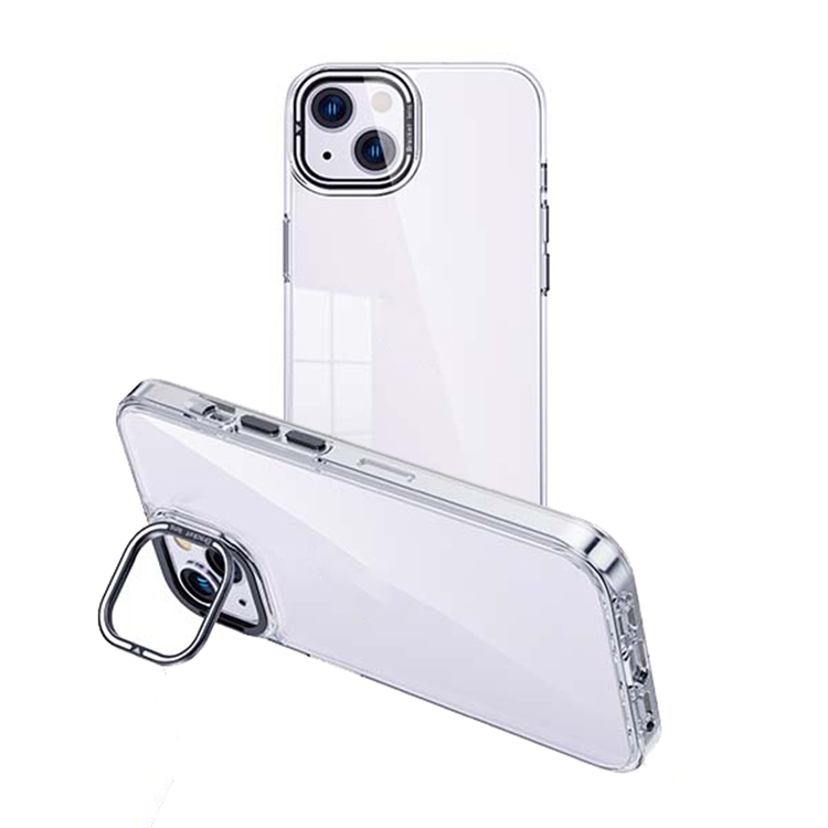 

For iPhone 14 Plus Invisible Camera Holder Transparent Phone Case(Silver)