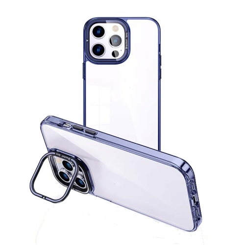 

For iPhone 13 Pro Max Invisible Camera Holder Transparent Phone Case(Blue)