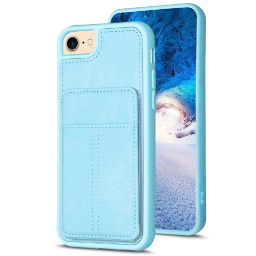 

For iPhone SE 2022 / 2020 / 8 / 7 / 6 BF28 Frosted Card Bag Phone Case with Holder(Blue)
