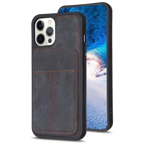 

For iPhone 13 Pro Max BF28 Frosted Card Bag Phone Case with Holder(Black)