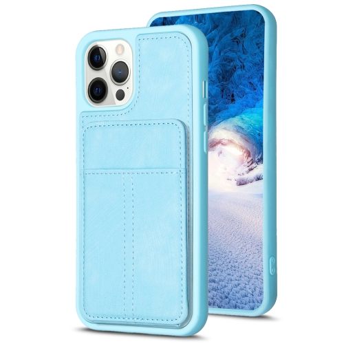 

For iPhone 13 Pro Max BF28 Frosted Card Bag Phone Case with Holder(Blue)