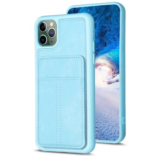 

For iPhone 11 Pro Max BF28 Frosted Card Bag Phone Case with Holder(Blue)