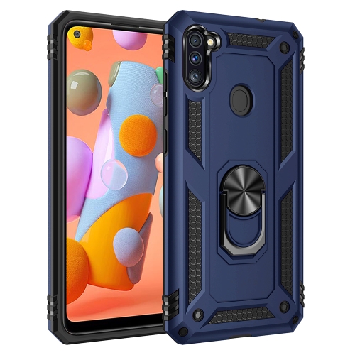 

For Samsung Galaxy A11 (US Version) Shockproof TPU + PC Protective Case with 360 Degree Rotating Holder(Blue)