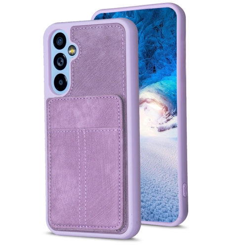 For Samsung Galaxy A14 4G/5G BF28 Frosted Card Bag Phone Case with Holder(Purple) new products t3y 1001 light preventing mat for tesla model 3 and model y 20 22 year car accessories with 3d design