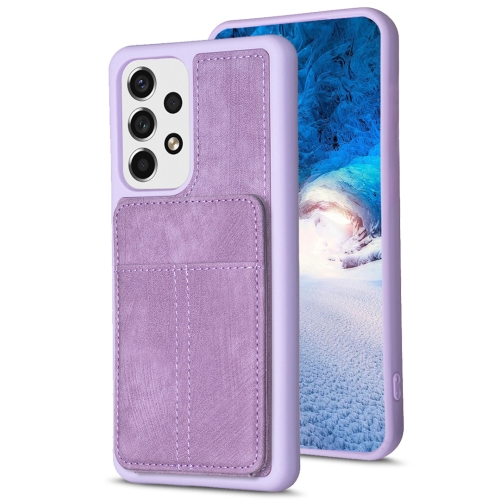 

For Samsung Galaxy A53 5G BF28 Frosted Card Bag Phone Case with Holder(Purple)