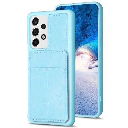 

For Samsung Galaxy A53 5G BF28 Frosted Card Bag Phone Case with Holder(Blue)