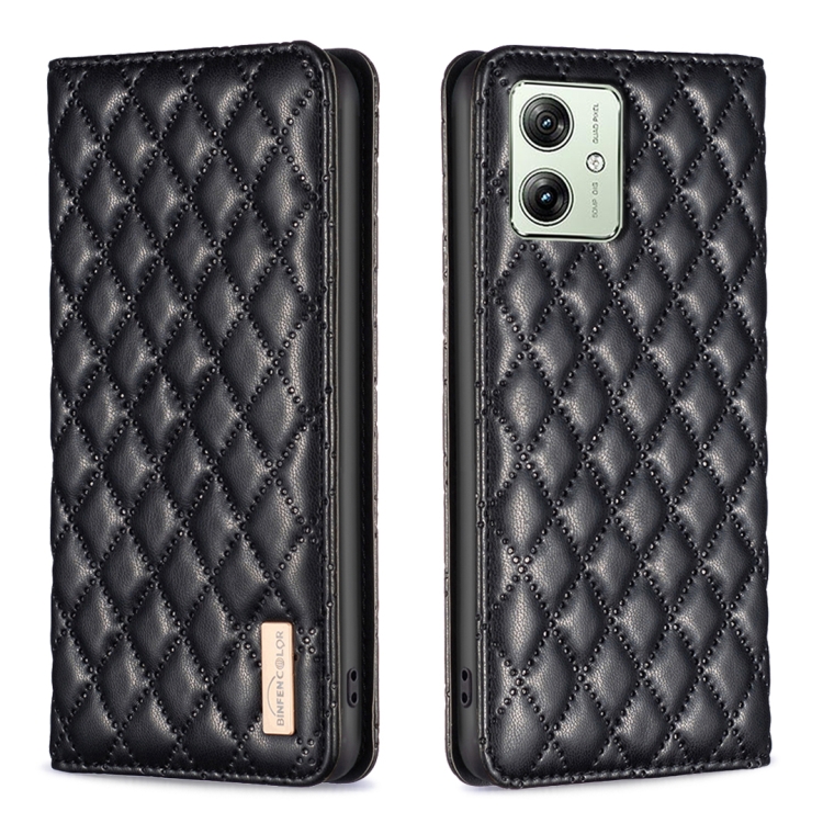 

For Motorola Moto G54 5G EU Edition Diamond Lattice Magnetic Leather Flip Phone Case(Black)