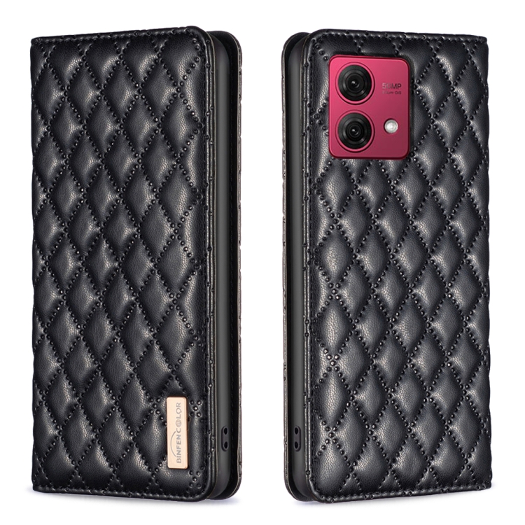 

For Motorola Moto G84 Diamond Lattice Magnetic Leather Flip Phone Case(Black)