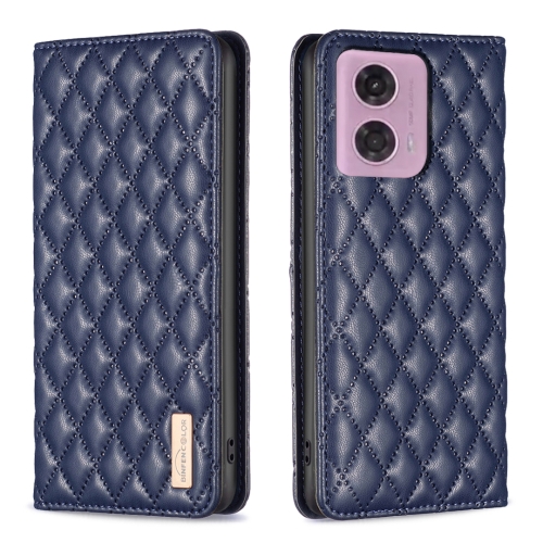 

For Motorola Moto G34 5G Diamond Lattice Magnetic Leather Flip Phone Case(Blue)
