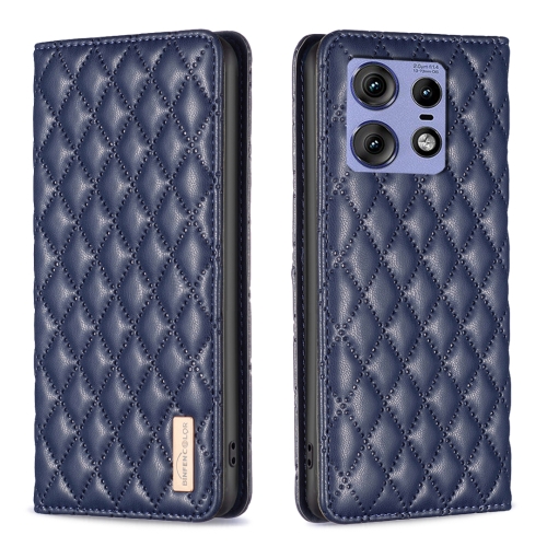 

For Motorola Edge 50 Pro 5G Diamond Lattice Magnetic Leather Flip Phone Case(Blue)