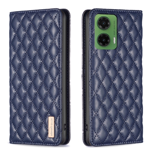 

For Motorola Moto G35 Diamond Lattice Magnetic Leather Flip Phone Case(Blue)