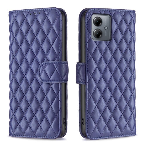 

For Motorola Moto G14 4G Diamond Lattice Wallet Flip Leather Phone Case(Blue)